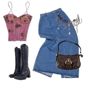 VINTAGE 80’s BLUE DENIM MIDI SKIRT